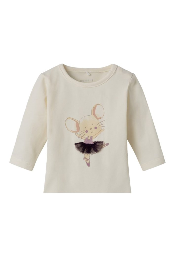 T-shirt Bébé Fille Manches Longues Écru de Name It