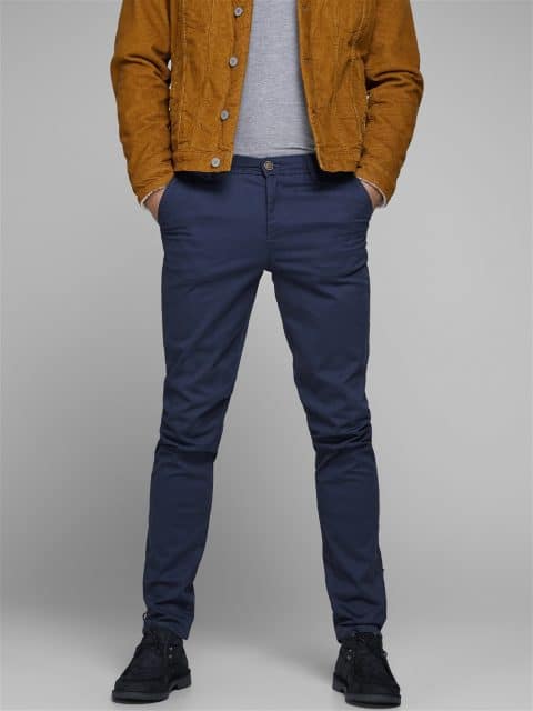 PANTALON CHINO BLEU HOMME SLIM JACK AND JONES MARCO