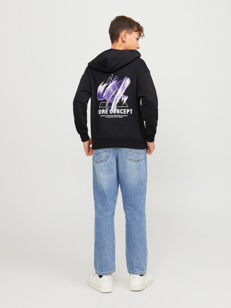 SWEAT À CAPUCHE NOIR POUR GARÇON AVEC LOGO AU DOS JACK & JONES