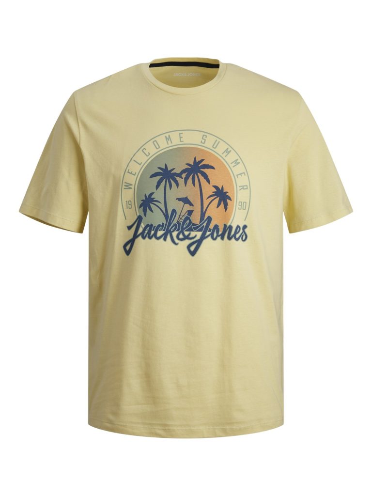 TT-shirt Jaune logo Welcome summer Jack & Jones Homme 