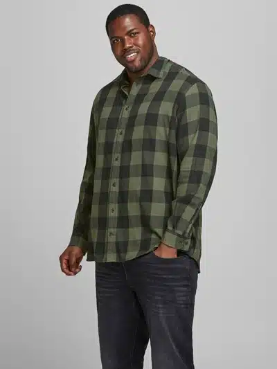 Chemise Grande Taille à Carreaux Kaki  Jack & Jones