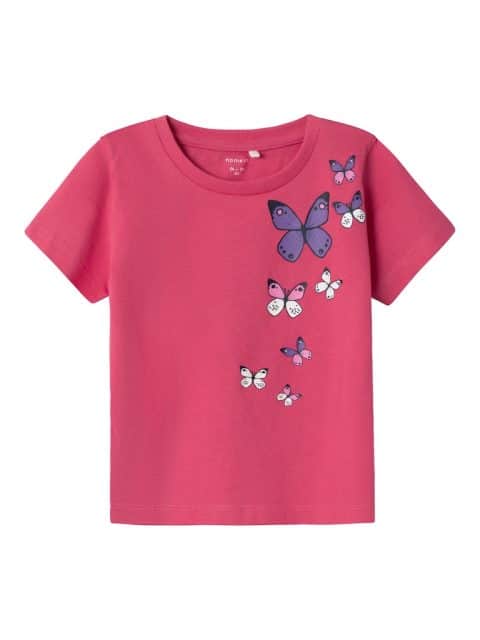 T-shirt Fille Rose Papillons Manches Courtes de NAME IT