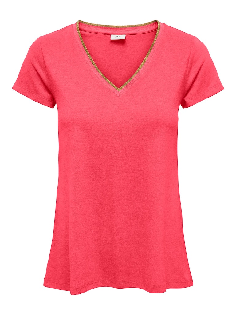 t-shirt col V orange pour femme JDYDALILA de Jacqueline de Yong de la collection Printemps-Été 2024.