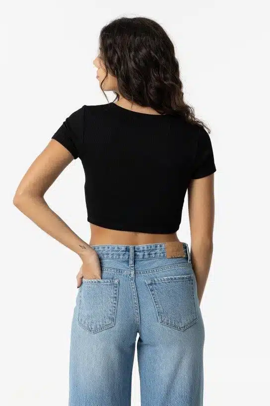 CROP TOP NOIR BOUTONNE ADO FILLE TIFFOSI – Image 2