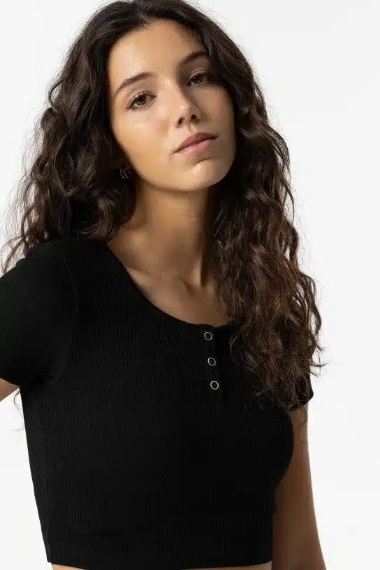 CROP TOP NOIR BOUTONNE ADO FILLE TIFFOSI – Image 3