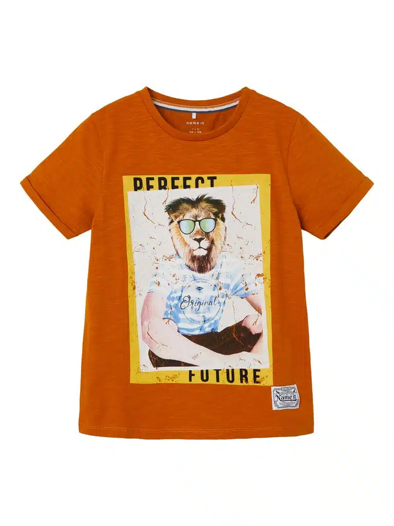 T-shirt enfant Garçon orange  "Name it petit prix et promotion