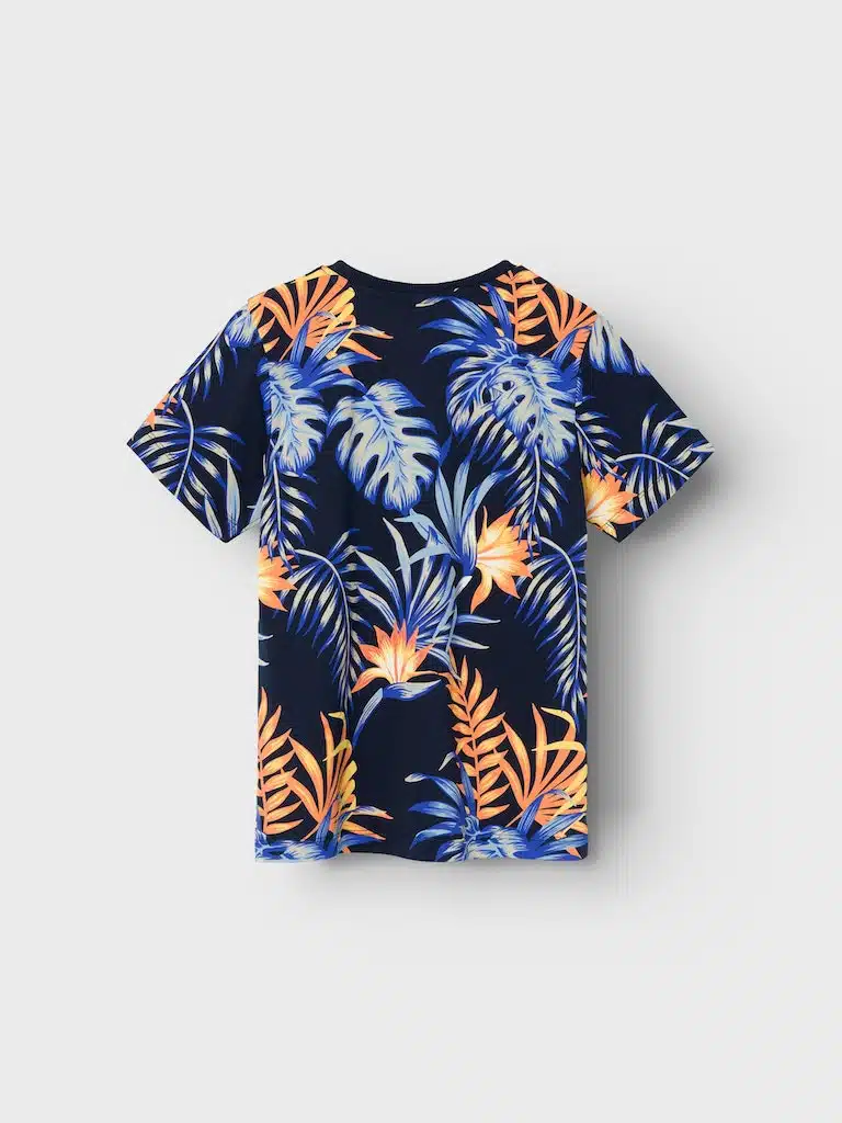 T-SHIRT BLEU MARINE IMPRIME FEUILLES TROPICALES GARÇON NAME IT NKMFLANKO – Image 3
