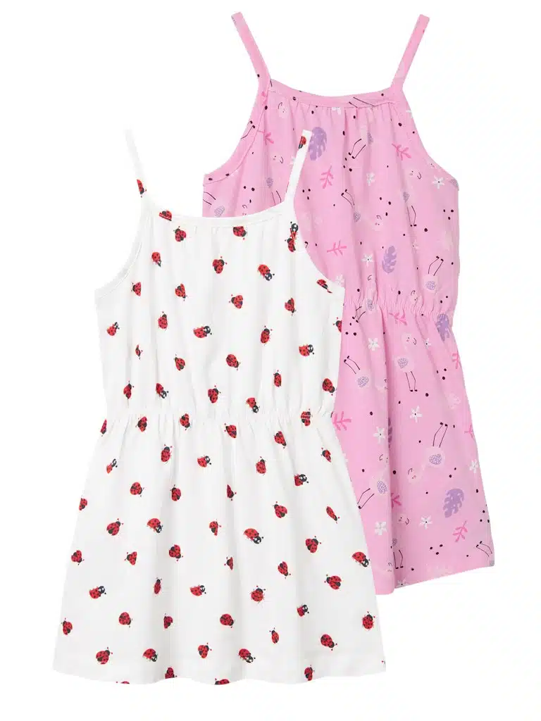 Lot de 2 Robes en Coton Rose et Blanc Fille 2-7 ans NAME IT