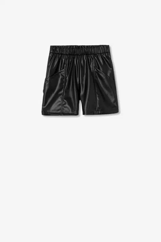 Short noir en simili cuir Tiffosi pour ado fille, avec ceinture élastique et poches, disponible chez CASUAL SENAS