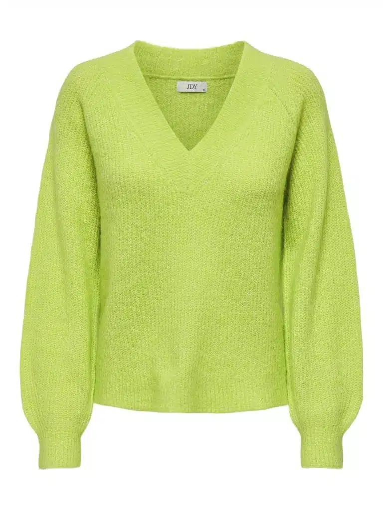Pull vert JDY pour femme avec manches ballons, capuche et coupe ajustée, disponible du XS au XL