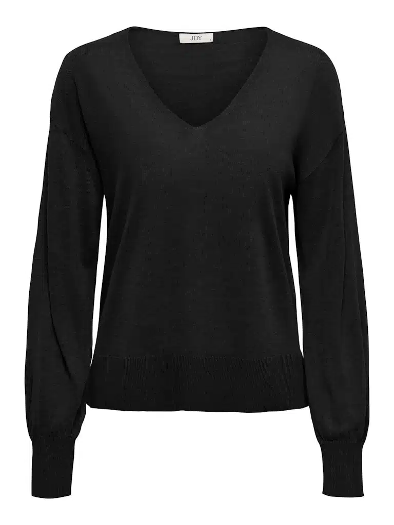 Pull noir basique JDY, col V, manches longues, pour femme du XS au XL