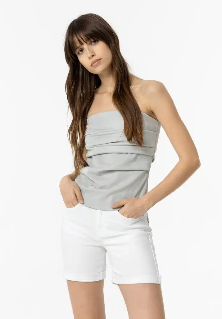 "Short blanc à ourlets femme RACHEL_38, style tendance et confortable