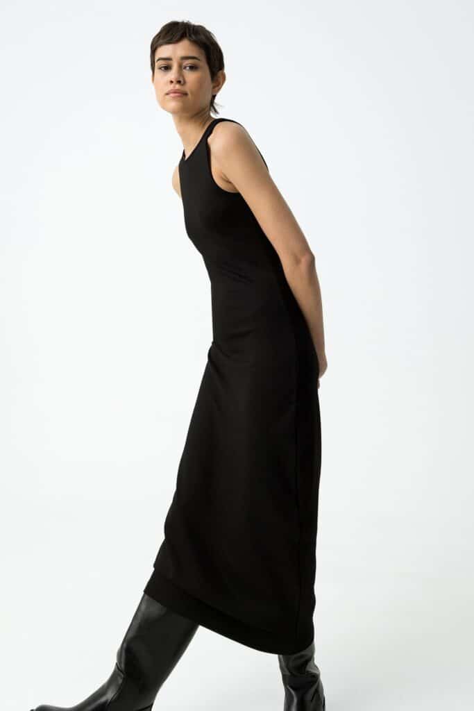 Robe longue noire bretelles femme TIFFOSI, style élégant et tendance casual chic