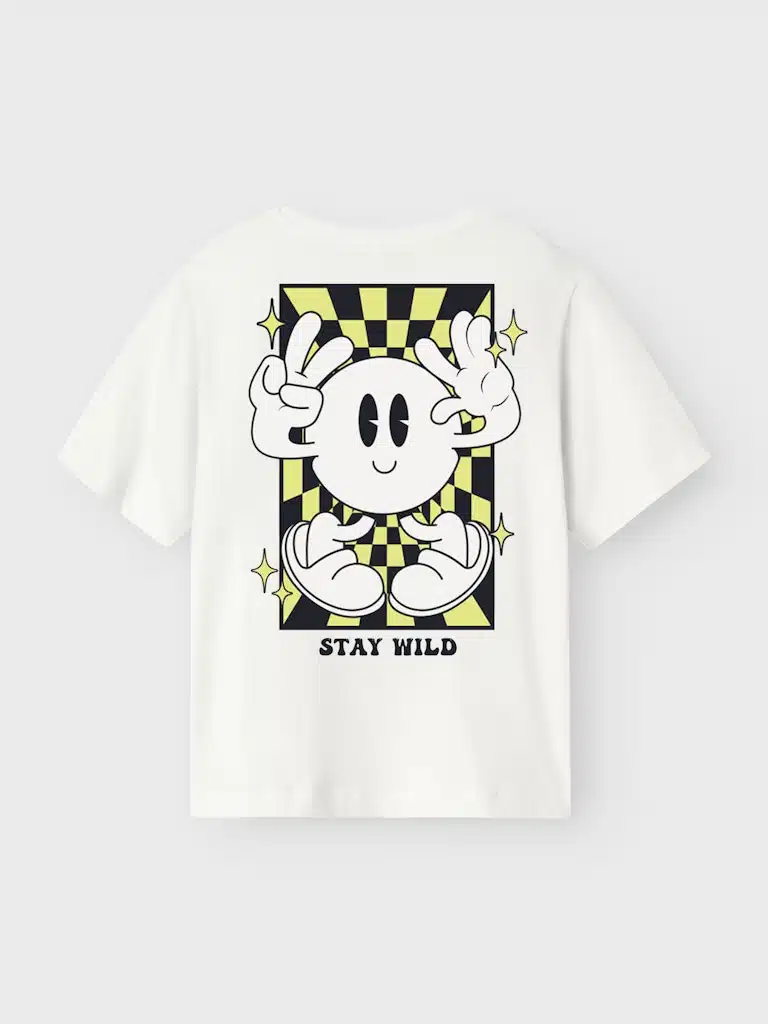 T-shirt Blanc Logo Torse et Smiley au Dos Name It Garçon 6-12 ans – Image 2