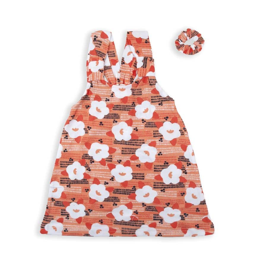 Robe à bretelles en coton orange Babybol pour fille de 2 à 6 ans, confortable et tendance pour l'été 2025