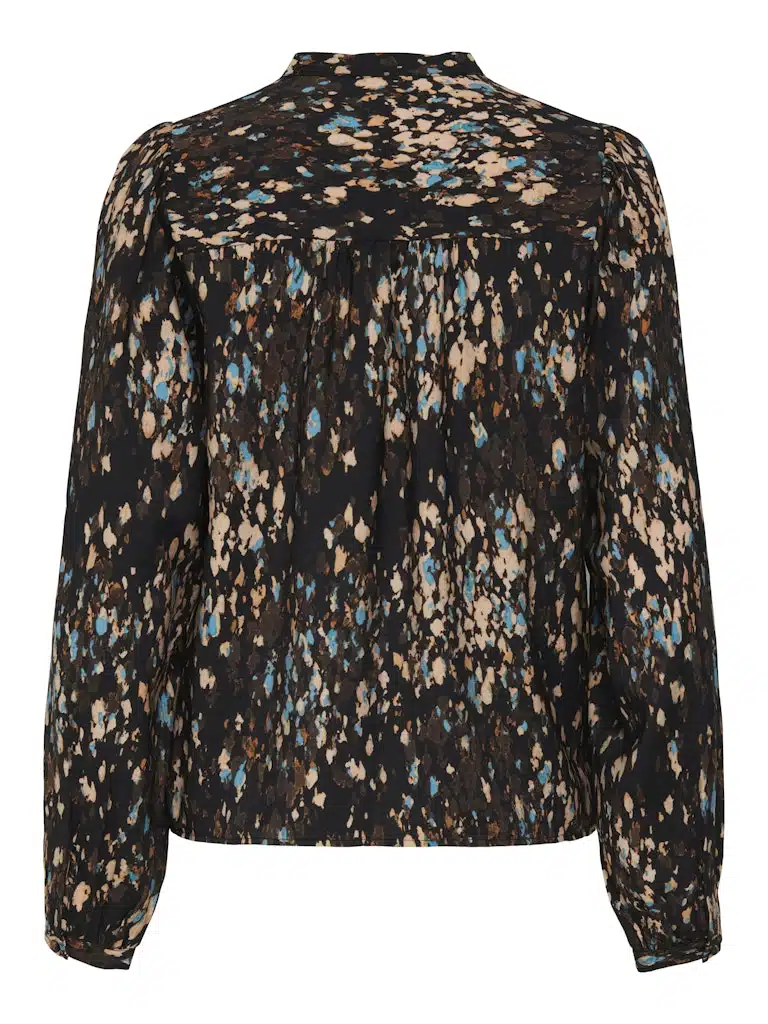 Chemisier noir manches longues motif femme JDY – Image 2