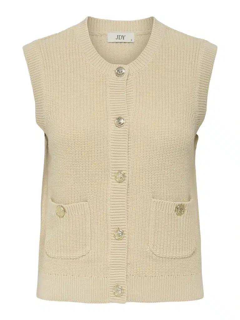 Gilet maille beige sans manches femme JDY STELLA – confortable et élégant – livraison rapide et retours gratuits