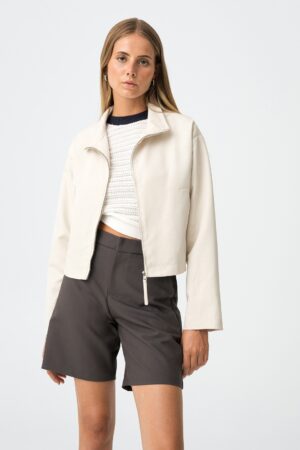 Veste beige col montant Tiffosi ado fille, veste courte, fermeture zip