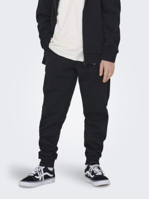Pantalon jogging noir ONLY & SONS ado garçon, coupe régulière, taille élastique en tissu doux