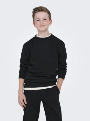 Sweat col rond noir ONLY & SONS junior ado garçon, coupe régulière, 65% coton 35% polyester