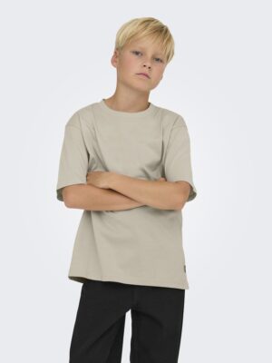 Tee-shirt manches courtes beige ONLY & SONS junior ado garçon, coupe décontractée, 100% coton biologique