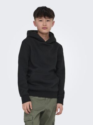 Sweat à capuche noir ONLY & SONS junior ado garçon, coupe régulière, 65% coton 35% polyester