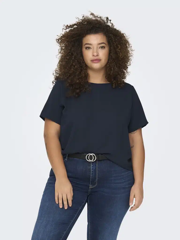 Blouse manches courtes bleue grande taille Only Carmakoma femme 42-48 – Image 2