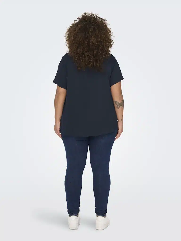 Blouse manches courtes bleue grande taille Only Carmakoma femme 42-48 – Image 4