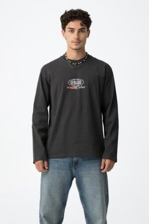 Tee-shirt gris manches longues avec logo TIFFOSI ado garçon – Automne/Hiver 2025