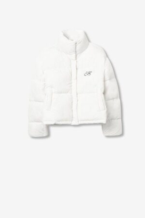 "Doudoune courte blanche sans capuche TIFFOSI pour ado fille, coupe ample, poches avant, 100% polyester, chaude et confortable, nouvelle collection Automne/Hiver 2025