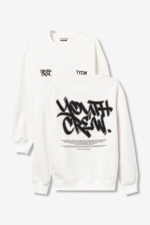 Sweat blanc col rond Tiffosi ado garçon avec logo avant et dans le dos - Automne Hiver 2025. Coupe classique, style urbain, 60% coton 40% polyester. Disponible du XXS au L chez Casual Senas. Livraison rapide et retours gratuits