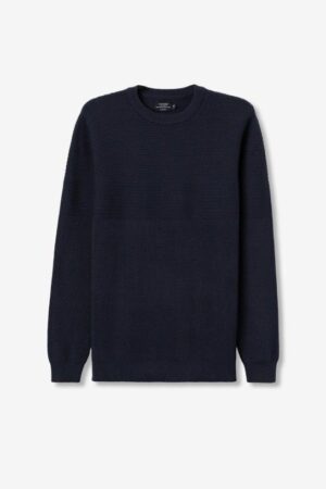 Pull bleu en maille texturée pour homme Tiffosi col rond, disponible à la boutique Casual Senas près de Salon-de-Provence et Cavaillon