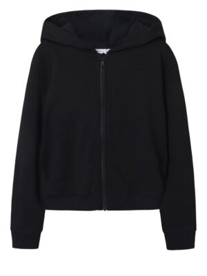 Sweat noir à capuche zippé basique Name It fille de 6 ans à 13/14 ans, coupe régulière, col rond, 80% coton 20% polyester, tissu sweat non brossé chaud & confortable. Collection Automne/Hiver