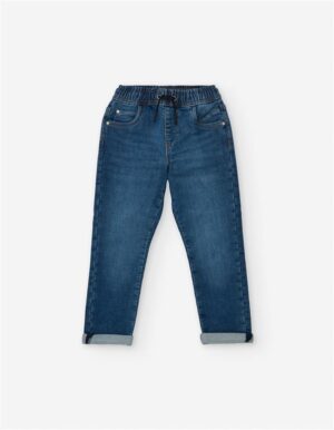 Jean jogg bleu coupe slim Zippy garçon 3/4 à 5/6 ans, taille élastique avec lien de serrage, poches latérales et arrière, très confortable. Collection Automne/Hiver 2025