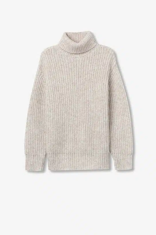 Pull beige col roulé maille à sequins femme Tiffosi, coupe droite, tailles XS à L