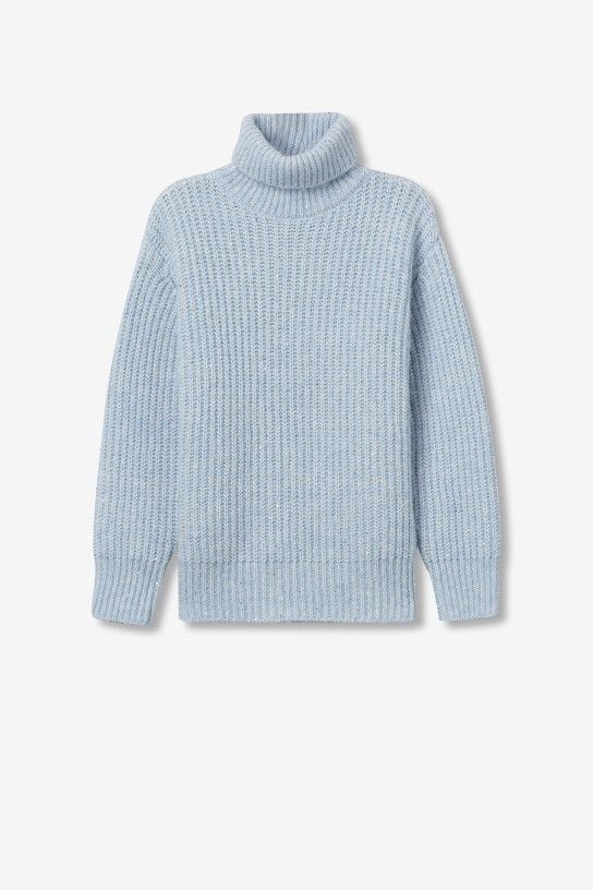 Pull bleu col roulé maille à sequins femme Tiffosi, coupe droite, tailles XS à L