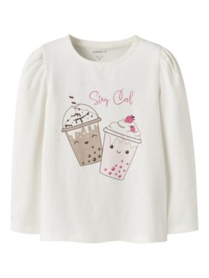 T-shirt blanc à manches longues imprimé milkshake Name It fille