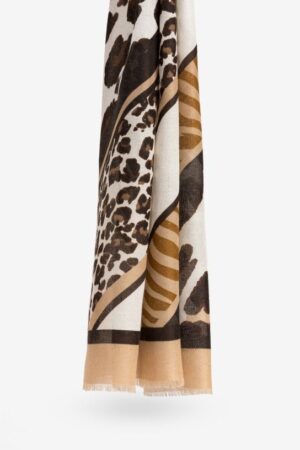 Foulard beige motif léopard doré Tiffosi femme Automne-Hiver 2025