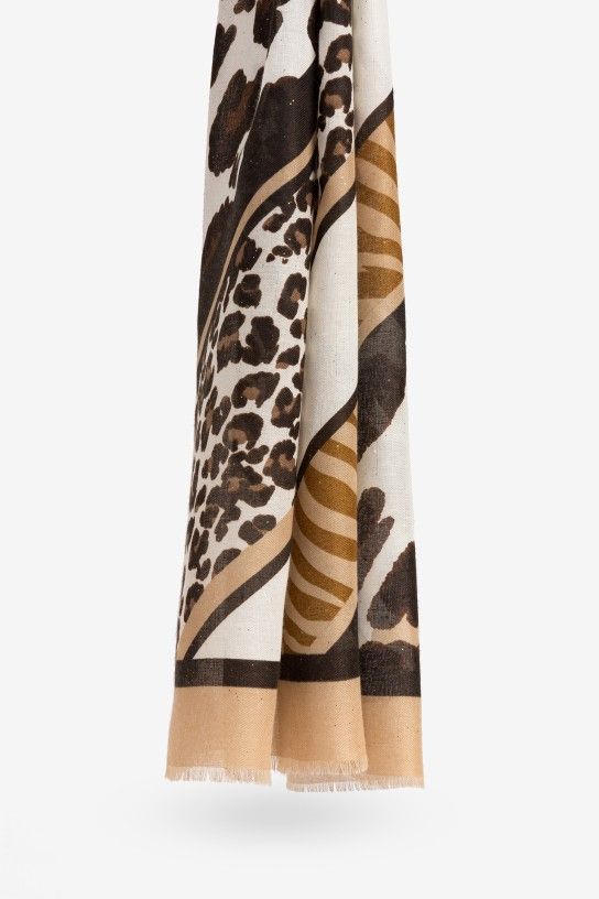 Foulard beige motif léopard doré Tiffosi femme Automne-Hiver 2025