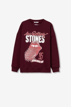 Sweat col rond rouge bordeaux Rolling Stones Tiffosi ado fille