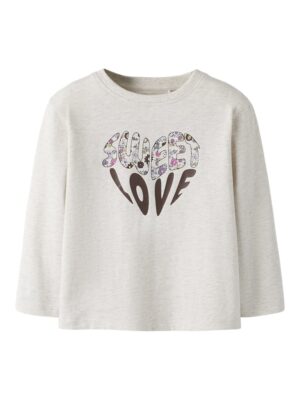 T-shirt beige à manches longues inscription LOVE Name it fille, coton bio Casual Senas Automne-Hiver 2025