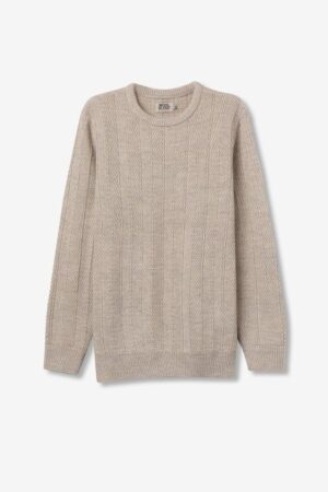 Pull beige en maille Tiffosi homme, col rond, coupe droite, bouts élastiques, 85% acrylique 15% laine. Livraison 48h chez Casual Senas
