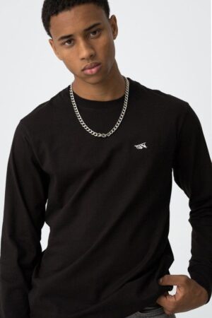 T-shirt noir manches longues avec logo TYCW Tiffosi ado garçon, coupe droite, élastique poignets et bassin. 100% coton. Livraison rapide 48h chez Casual Senas