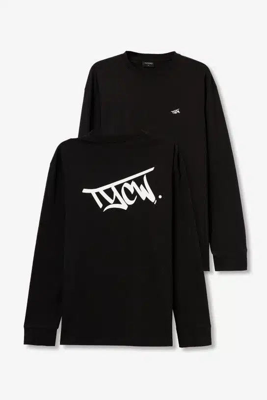 T-shirt noir manches longues avec logo TYCW Tiffosi ado garçon – Image 5