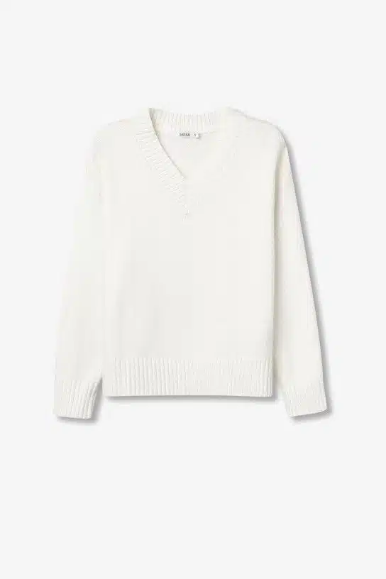 Pull blanc maille douce col V Tiffosi femme Automne-Hiver 2025