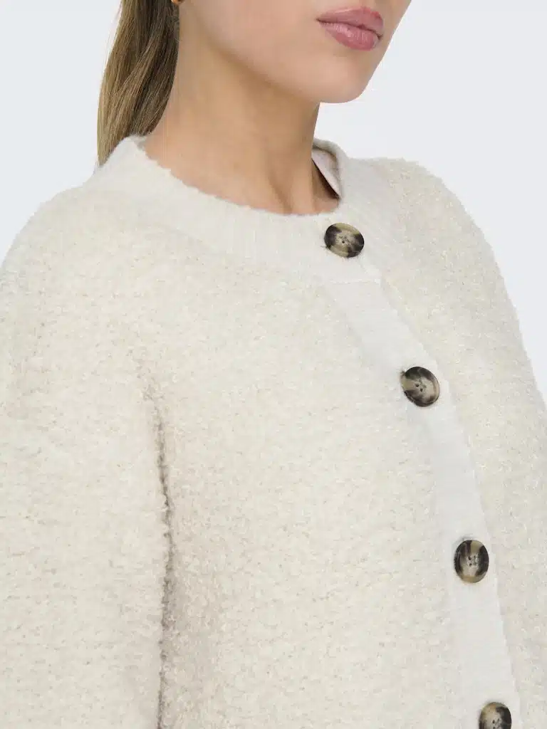 Cardigan femme beige JDY col rond en maille plate – Automne-Hiver 2026 – Image 5