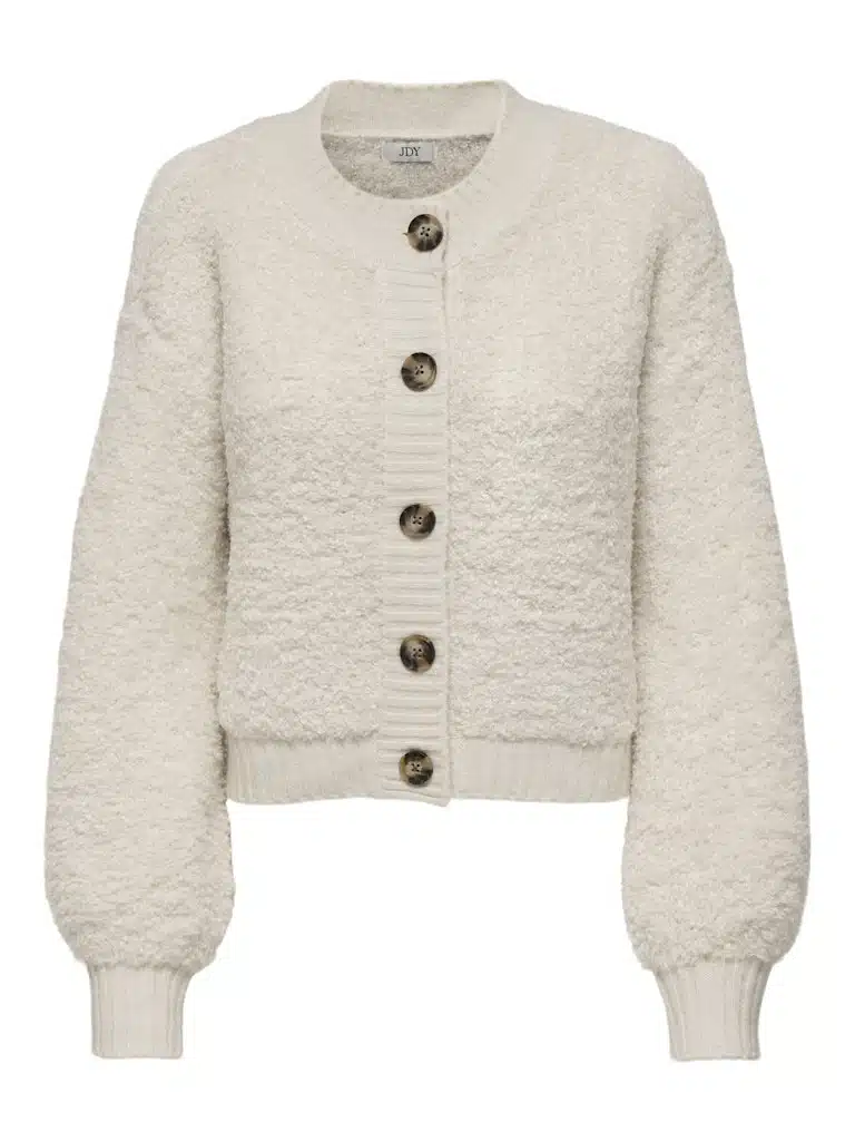 Cardigan femme beige JDY col rond en maille plate – Automne-Hiver 2026 – Image 6