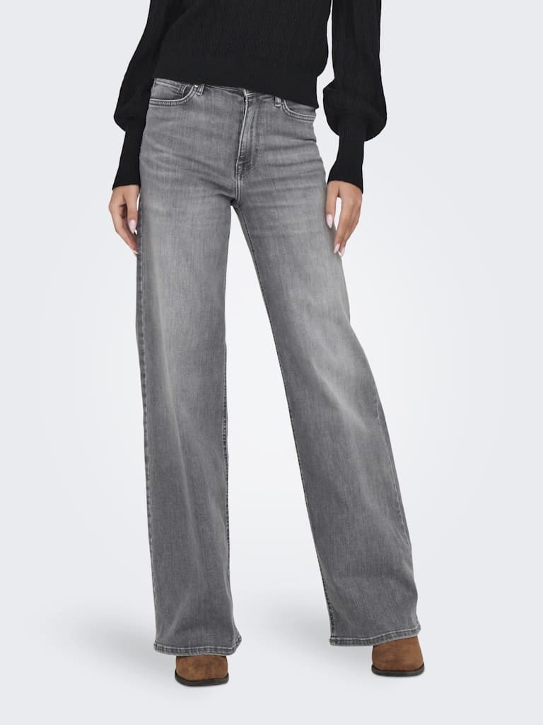 Jean gris coupe large femme ONLY taille haute confortable