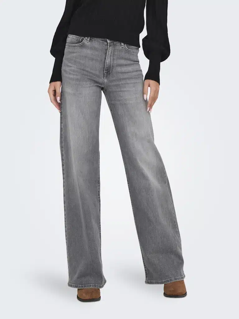 Jean gris coupe large femme ONLY taille haute confortable