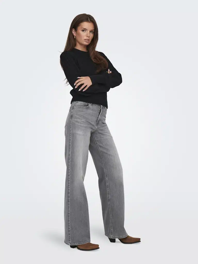 Jean large gris ONLY femme – coupe fluide et taille haute pour confort optimal – Image 2